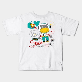 hippo outer space cartoon Kids T-Shirt